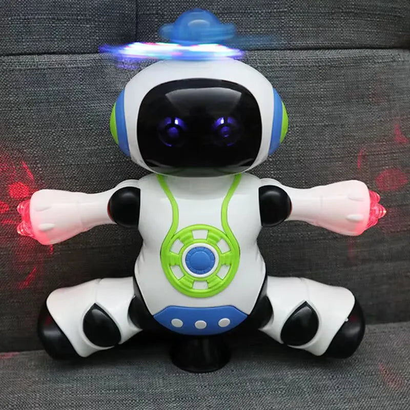 Decos Electronic Dancing Space Robot Toy for Kids, Flashing Lights, 360° Rotation, Smart Dancing Astronaut with Music, Spinning, and Lighting Patterns.