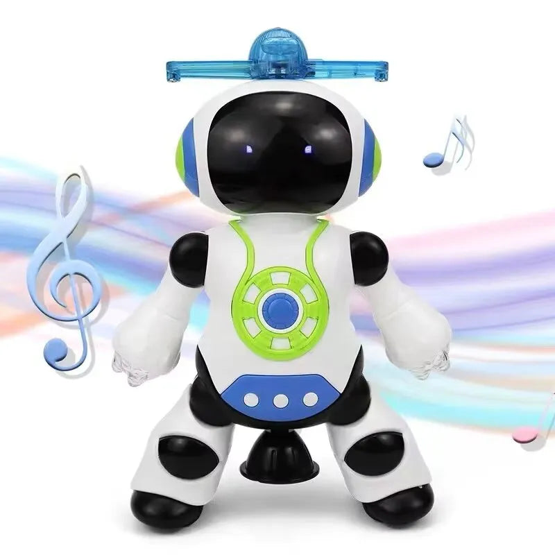 Decos Electronic Dancing Space Robot Toy for Kids, Flashing Lights, 360° Rotation, Smart Dancing Astronaut with Music, Spinning, and Lighting Patterns.