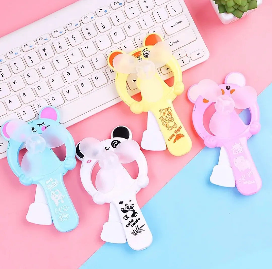 Cartoon Animal Toy Fan Hand Press Mini Travel Fan for Kids Toddler Multicolor Portable Non Electronic