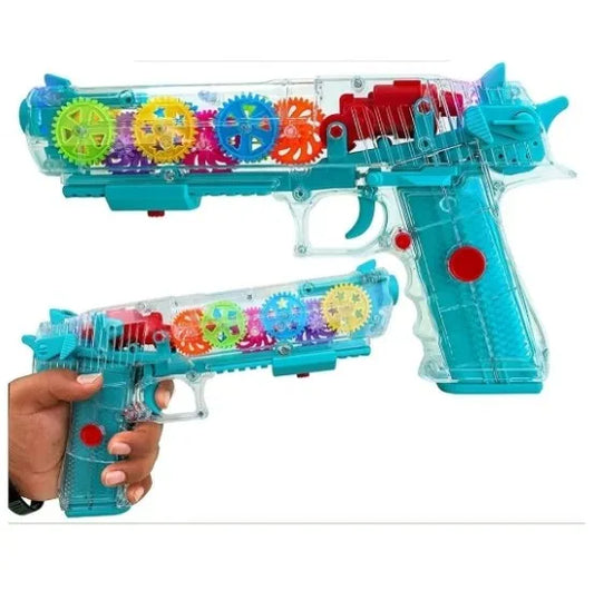 Transparent Gear Gun Toy Educational Music & Flashing Light, Multicolor
